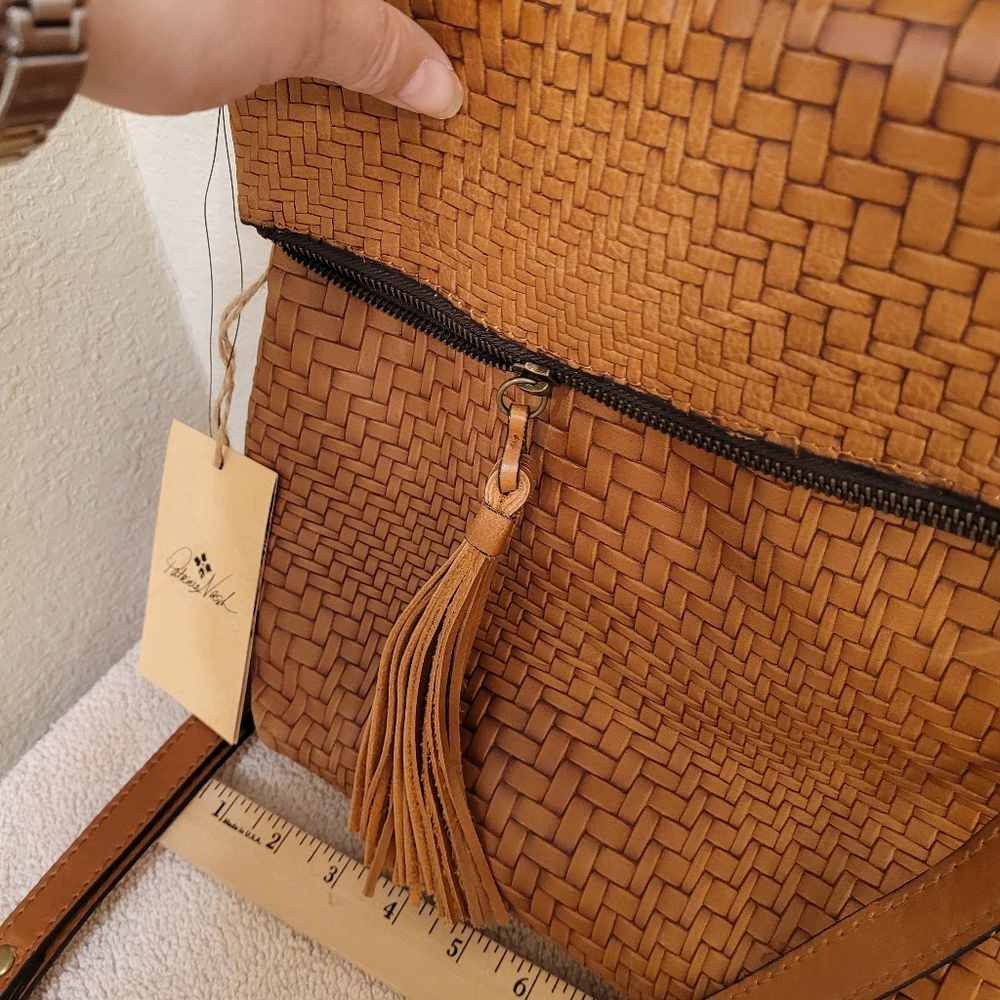 NWT Patricia Nash Lucille Backpack/crossbody Brown Woven Leather Bag with Tassel